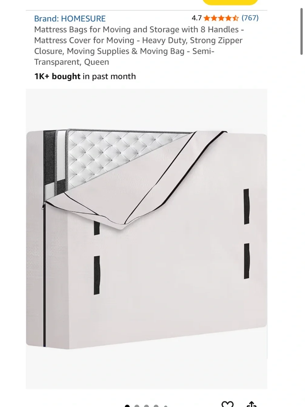 Mattress protector bag for moving with straps